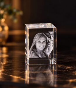 2D foto in glas  - Rechthoek blok 4x3x3 cm - Kristal Glas