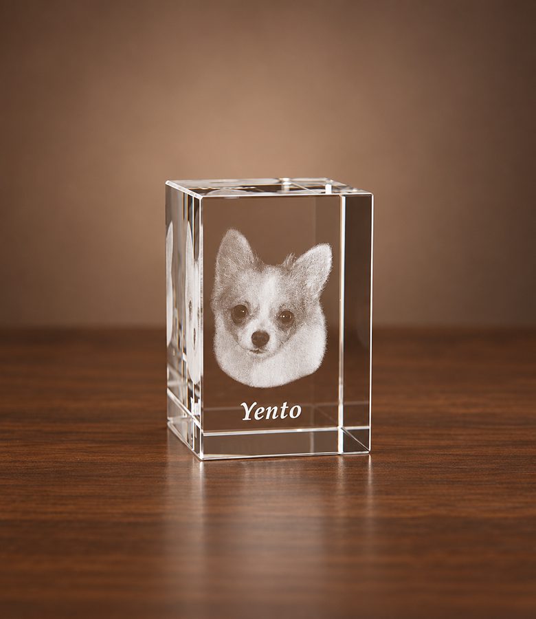 2D foto in glas - rechthoek kristal blok - 4x4x6cm
