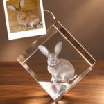 3D foto in glas - kubus staand op een hoek - huisdier - konijn