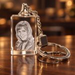 3D foto in glas - sleutelhanger met 1 portret