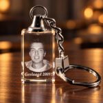 3D foto in glas - sleutelhanger met 1 portret