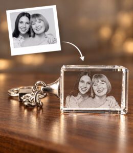 3D foto in glas - Sleutelhanger zonder licht - Kristal Glas
