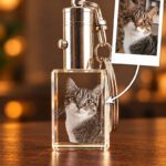 3D foto in glas - sleutelhanger met eigen foto van poes originele foto