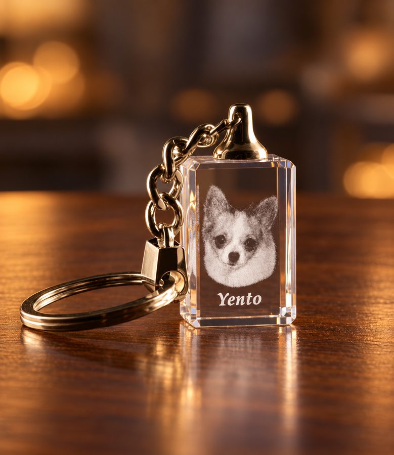 3D foto in glas - sleutelhanger met huisdier