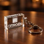 3D foto in glas - sleutelhanger met logo