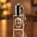 3D foto in glas - sleutelhanger met eigen foto van portret