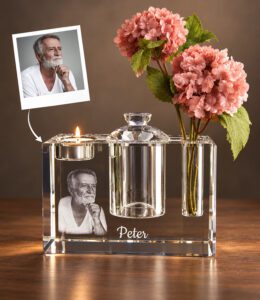 3D foto in glas - Urn groot - 18x12x8 cm - Kristal Glas