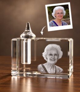 3D foto in glas - Urn klein  - 5x5x8 cm - Kristalglas
