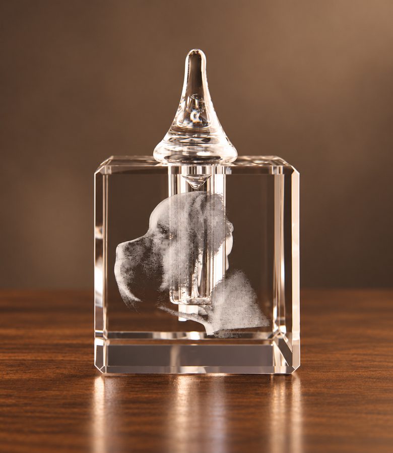 3D foto in glas - urn - zijaanzicht