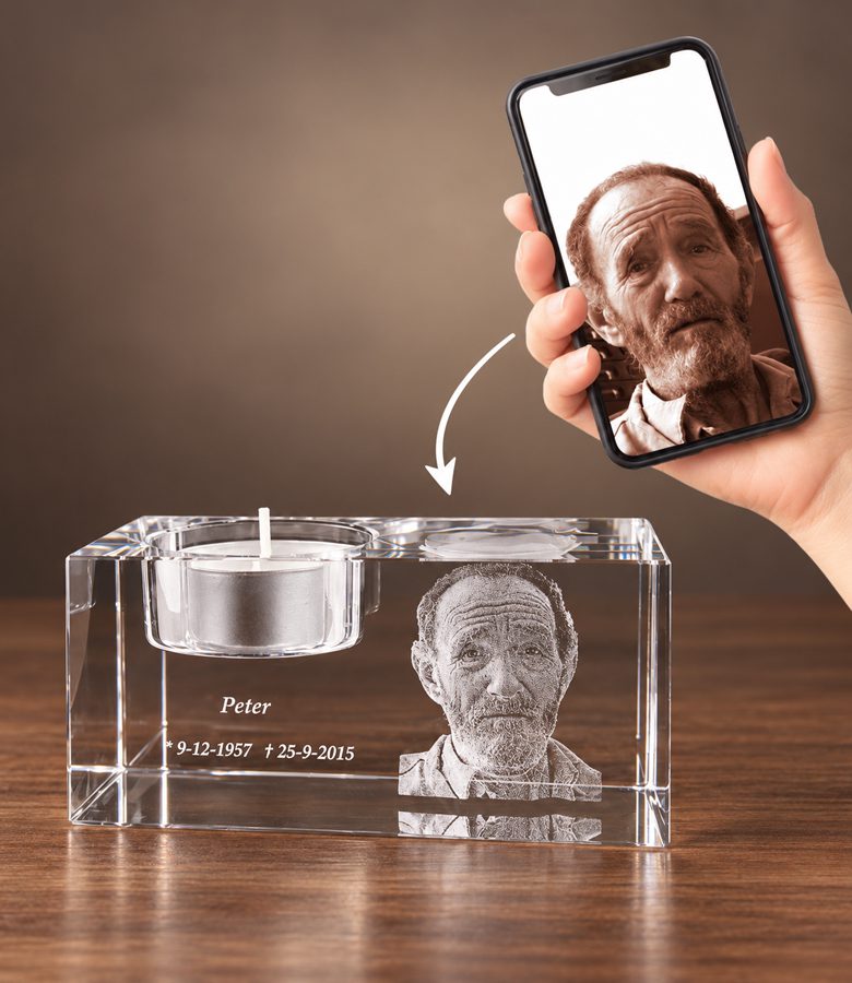3D foto in glas - waxinelicht - 1 portret