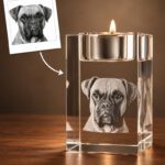 3D foto in glas - waxinelicht - huisdier -hond
