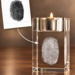 3D foto in glas - waxinelicht - vingerafdruk
