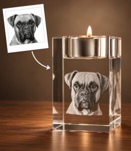 3D foto in glas - Waxinelichthouder - 8x5x5 cm - Kristal Glas