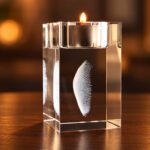 3D foto in glas - waxinelicht - vingerafdruk - zijaanzicht