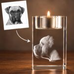 3D foto in glas - waxinelicht - huisdier -hond - zijaanzicht