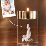 3D foto in glas - waxinelicht - 2 portretten - zijaanzicht
