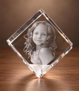 3D foto in glas - Kubus 4 cm staand op hoek - Kristal Glas