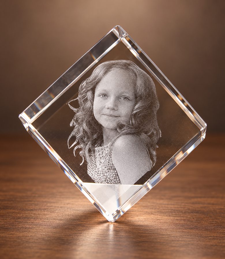 3D foto in glas - kubus staand op een hoek