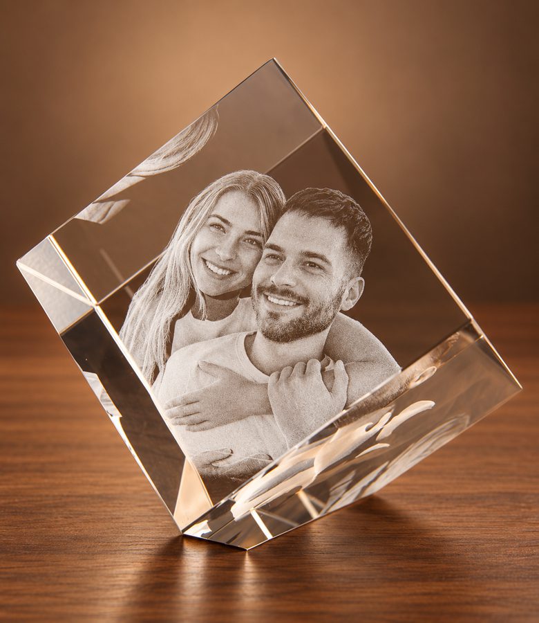 3D foto in glas - kubus staand op een hoek