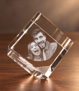 3D foto in glas - Kubus 10 cm staand op hoek - Kristal Glas