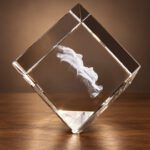3D foto in glas - kubus staand op een hoek - zijaanzicht