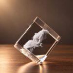3D foto in glas - kubus staand op een hoek - zijaanzicht