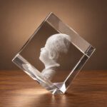 3D foto in glas - kubus staand op een hoek - zijaanzicht