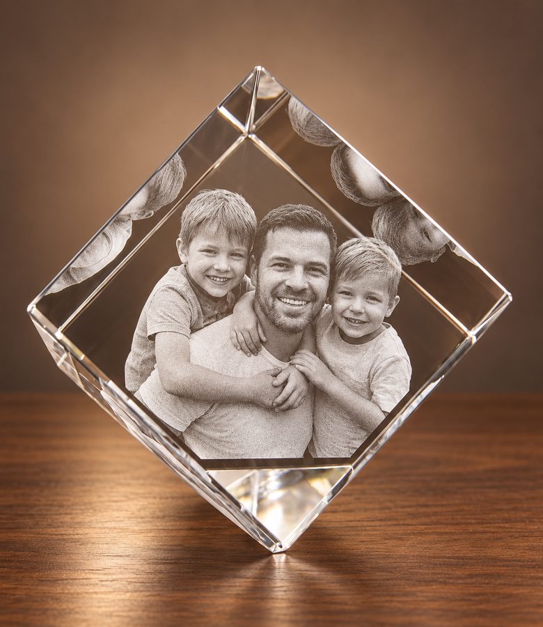 3D foto in glas - kubus staand op een hoek