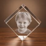 3D foto in glas - kubus staand op een hoek