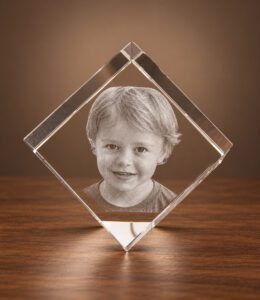 3D foto in glas - Kubus 5 cm staand op hoek - Kristal Glas