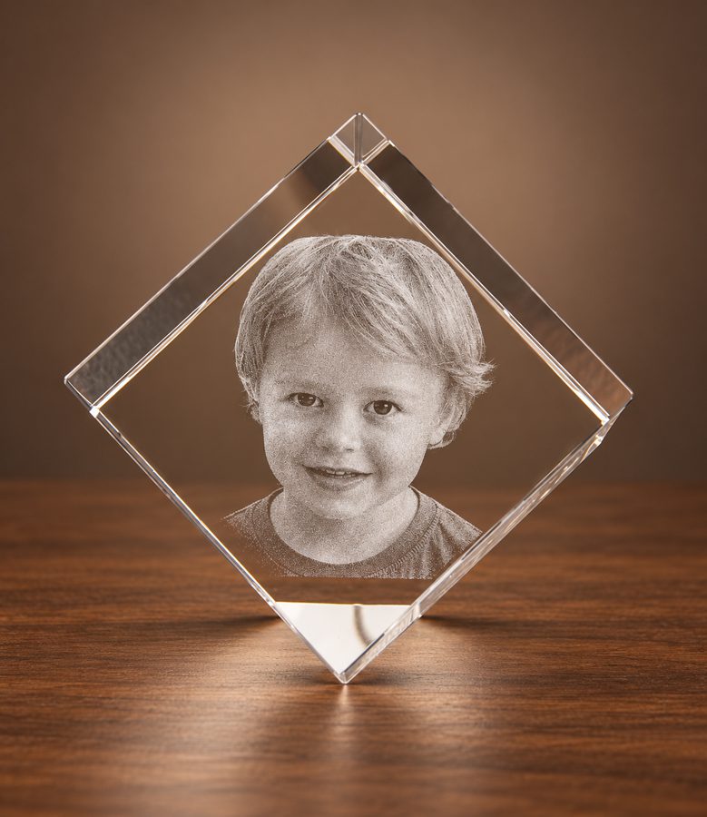 3D foto in glas - kubus staand op een hoek