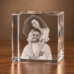 3D foto in glas - kubus - 2 portretten