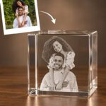 3D foto in glas - kubus - 2 portretten