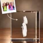 3D foto in glas - kubus - 3 portretten - zijaanzicht