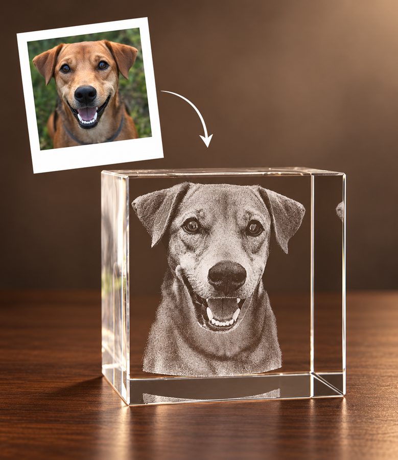 3D foto in glas - kubus - huisdier - hond
