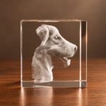 3D foto in glas - kubus - huisdier - hond - zijaanzicht