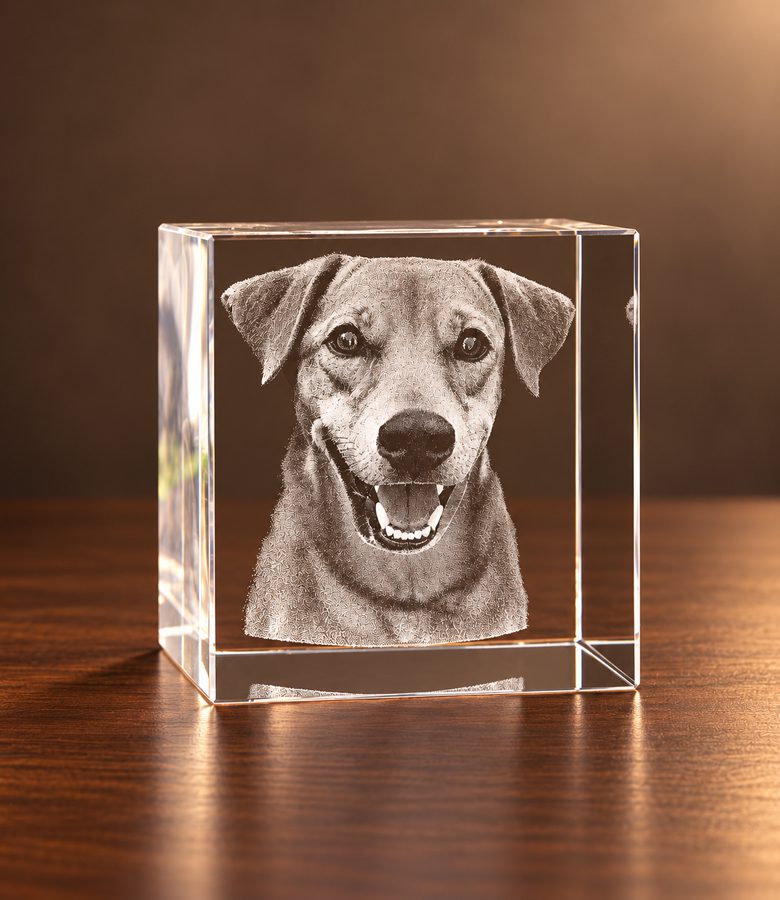 3D foto in glas - kubus - huisdier - hond