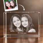 3D foto in glas - rechthoekig blok - 2 portretten
