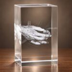 3D foto in glas - rechthoekig blok - handen