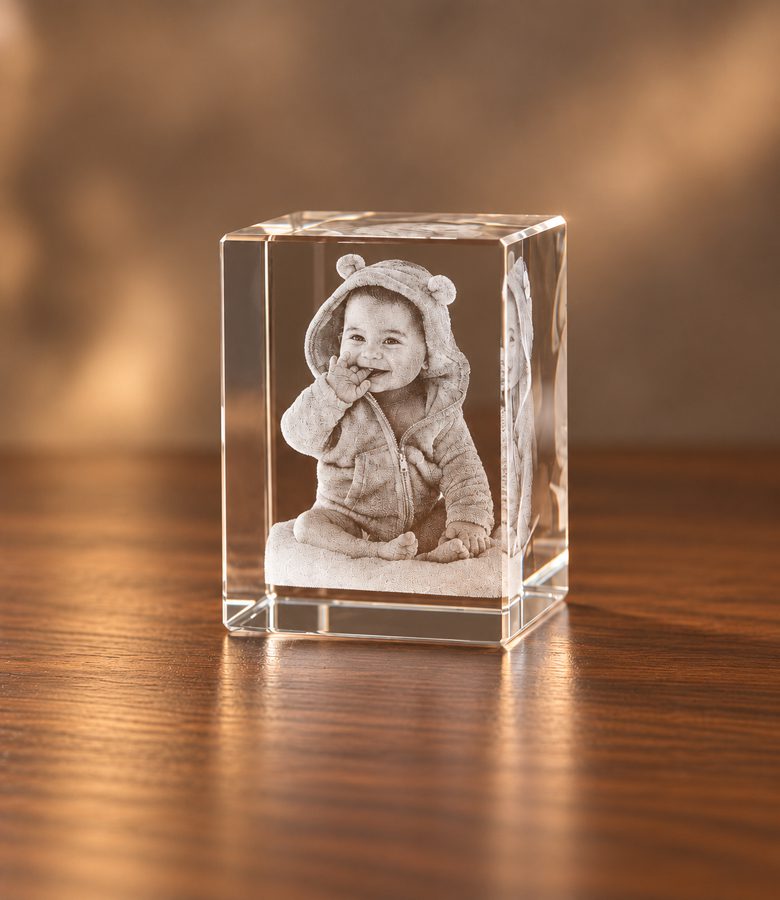 3D foto in glas - rechthoekig blok - 1 portret