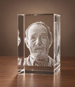 3D foto in glas - Rechthoek Blok - 8x8x12 cm - Kristal Glas