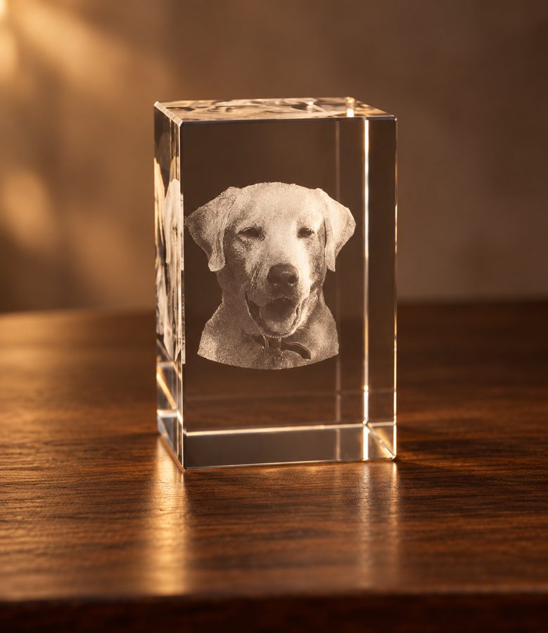 3D foto in glas - rechthoekig blok - huisdier - hond