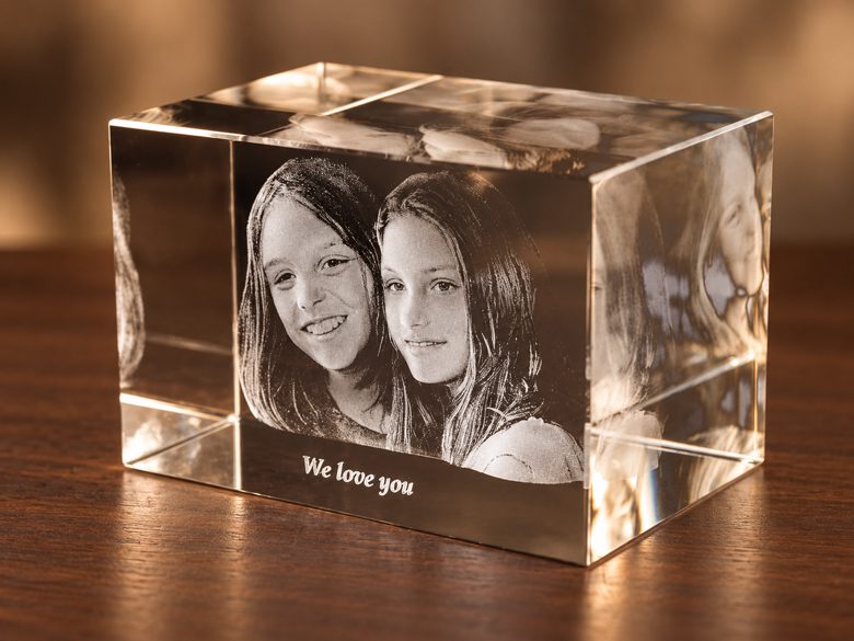 3D foto in glas - rechthoekig blok - 2 portretten