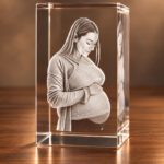 3D foto in glas - rechthoekig blok - 1 portret - zwangere buik