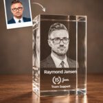 3D foto in glas - rechthoekig blok - 1 portret - jubileum