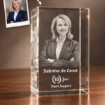 3D foto in glas - rechthoekig blok - 1 portret - jubileum
