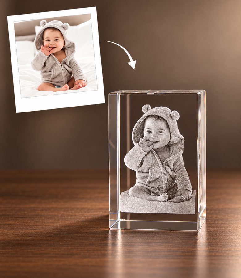 3D foto in glas - rechthoekig blok - 1 portret
