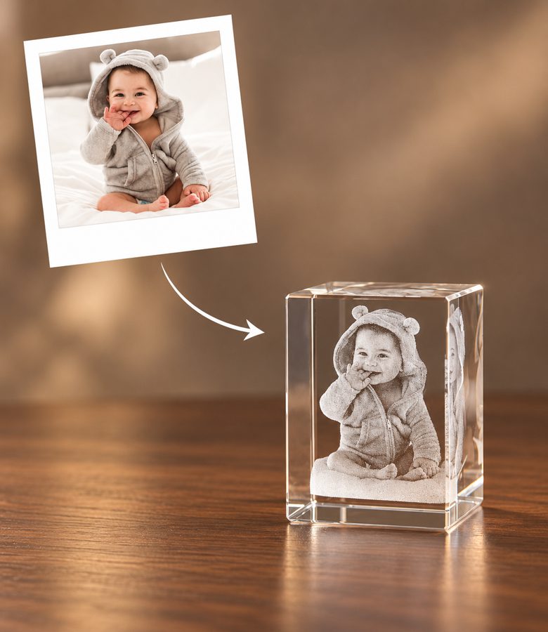 3D foto in glas - rechthoekig blok - 1 portret