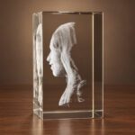 3D foto in glas - rechthoek blok - 1 portret - zijaanzicht