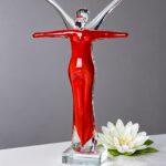 Coppia glazen sculptuur met graveerplaatje